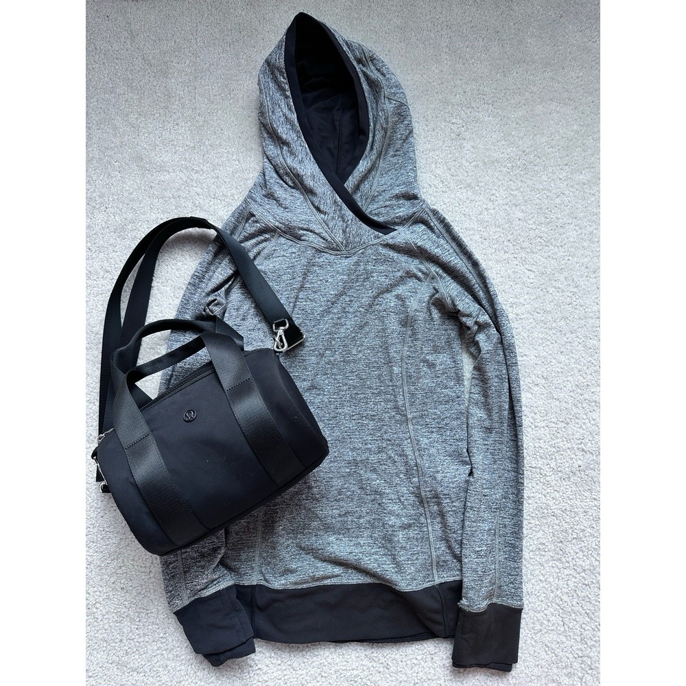 2PC Lululemon Barrel Purse Duffle Bag Nylon Mini 5L Black +Think Fast Hoodie 6